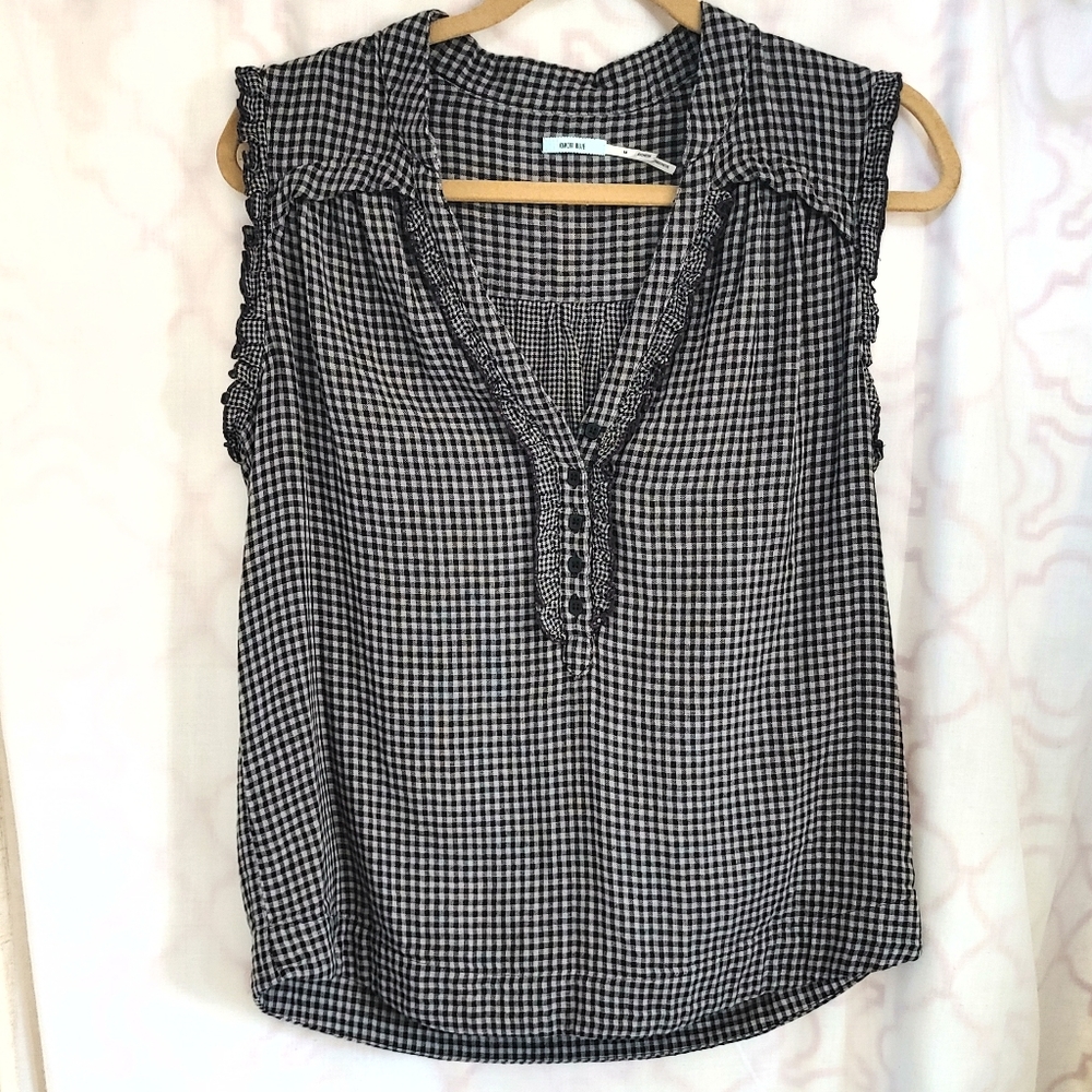 💙U.O. KIMCHI BLUE gingham popover blouse size MEDIUM💙